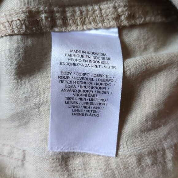 LRL Ralph Lauren 100% Linen Wide Leg Pants Beige Tan Casual Preppy Womens 8 - Picture 11 of 13